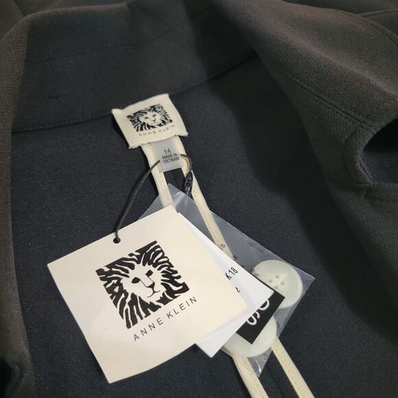 Anne Klein Women's Faux Double-Breasted Trench Coat Black NWT Size 14 - Picture 8 of 9